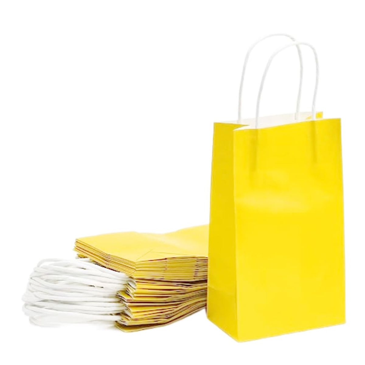 MALIK - Pack 48 bolsas amarillas kraft 21x13x8 cm