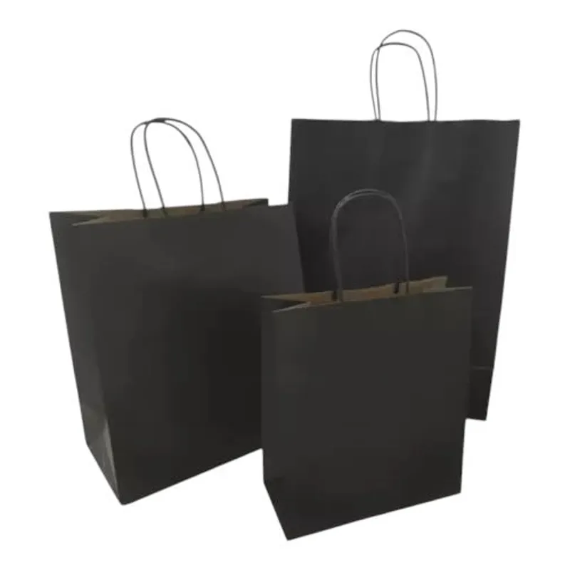 MALIK - Pack 48 bolsas de regalo Negro 21x13x8 cm