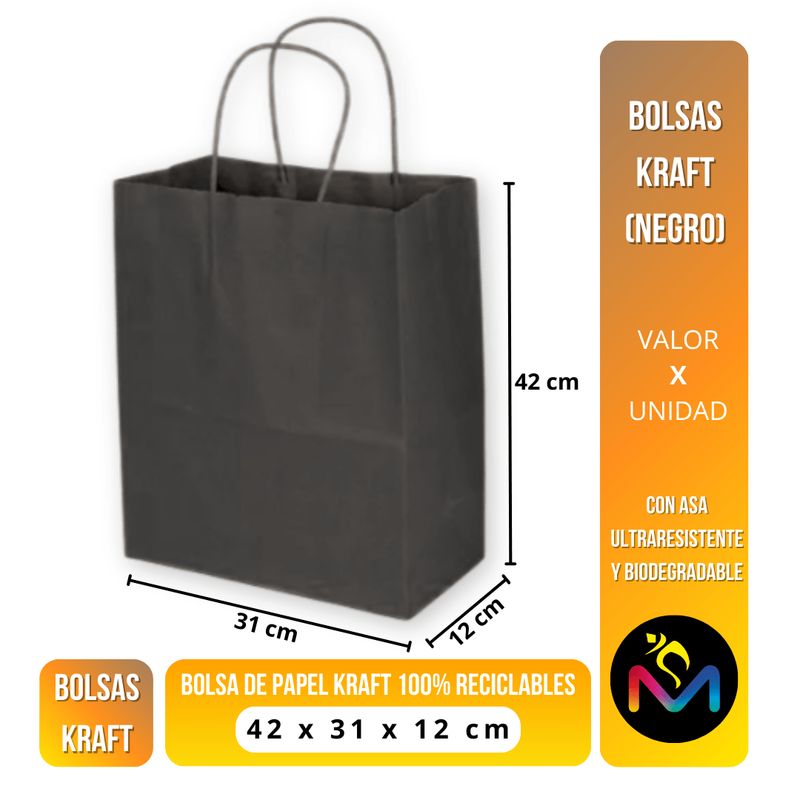 MALIK - Pack 24 bolsas resistentes Negro 42x31x12 cm