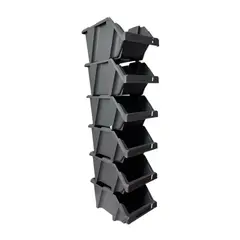 REYPLAST - Set 6 Cajas Organizadoras Apilables Gris Gaveta Etiquetable