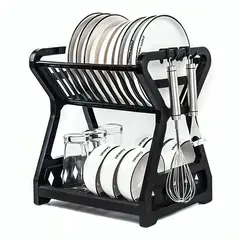 GENERICO - Secador Escurridor De Platos 2 Niveles Plastico Escurridor
