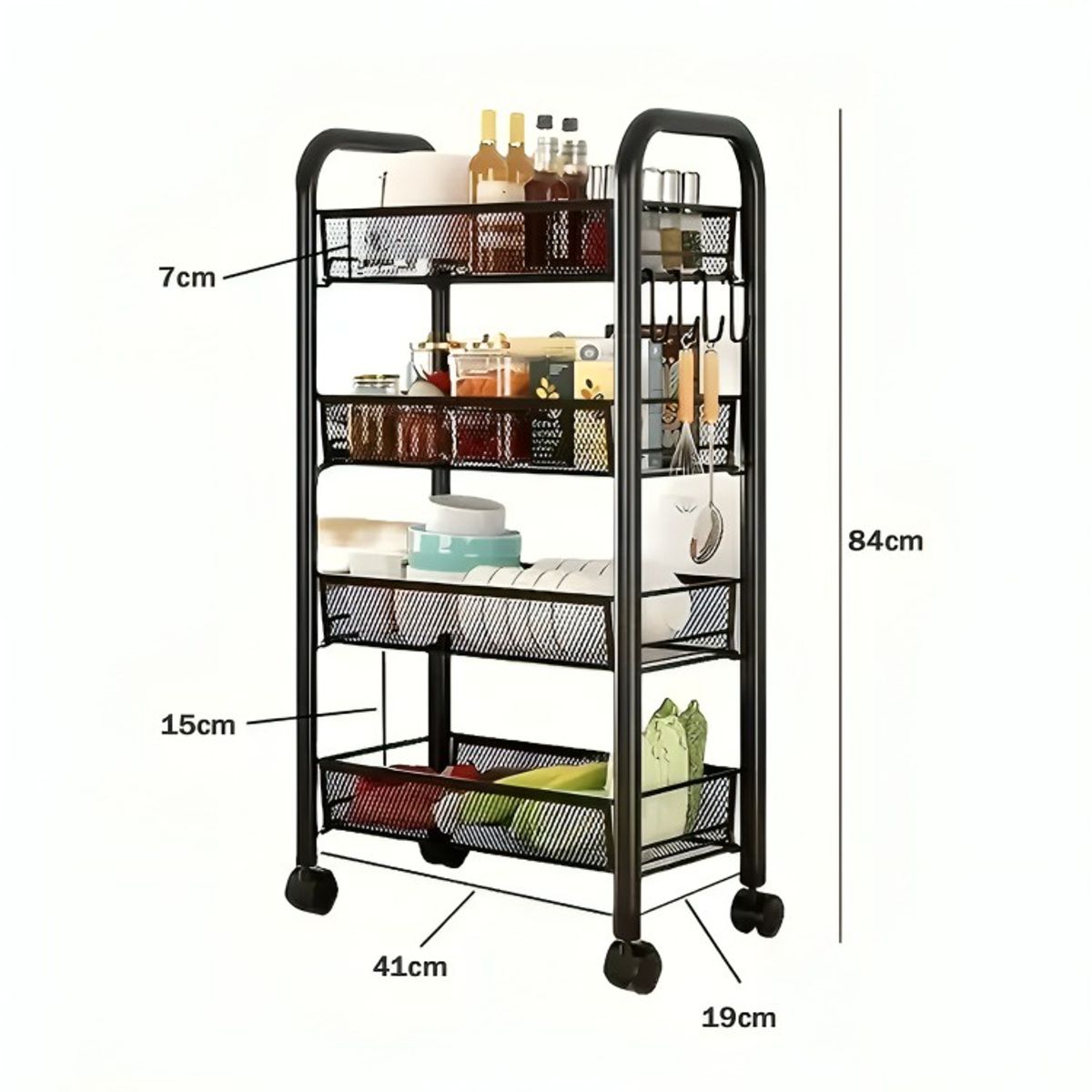 GENERICO - Carrito Carro Organizador Con Rueda Multiuso 4 Niveles