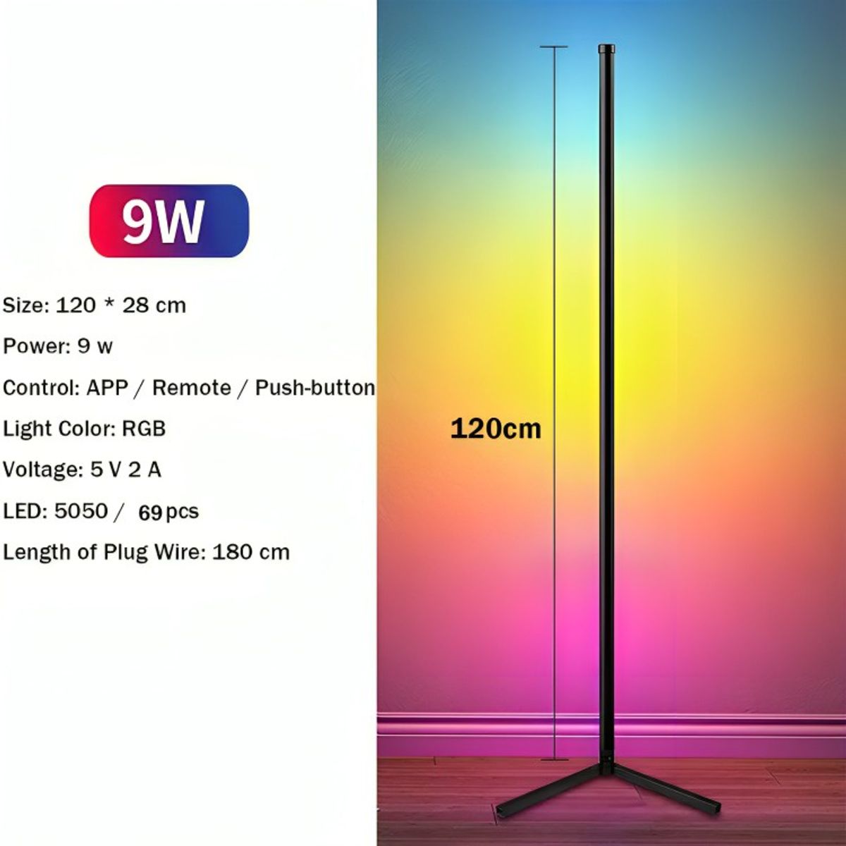GENERICO - Lamparas De Pie Moderna Led De Esquina Rgb Control App