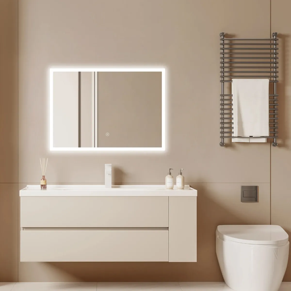 DELL ORTO - Espejo rectangular 4 mm Led touch 70x50 cm iluminación frontal - Iseo…