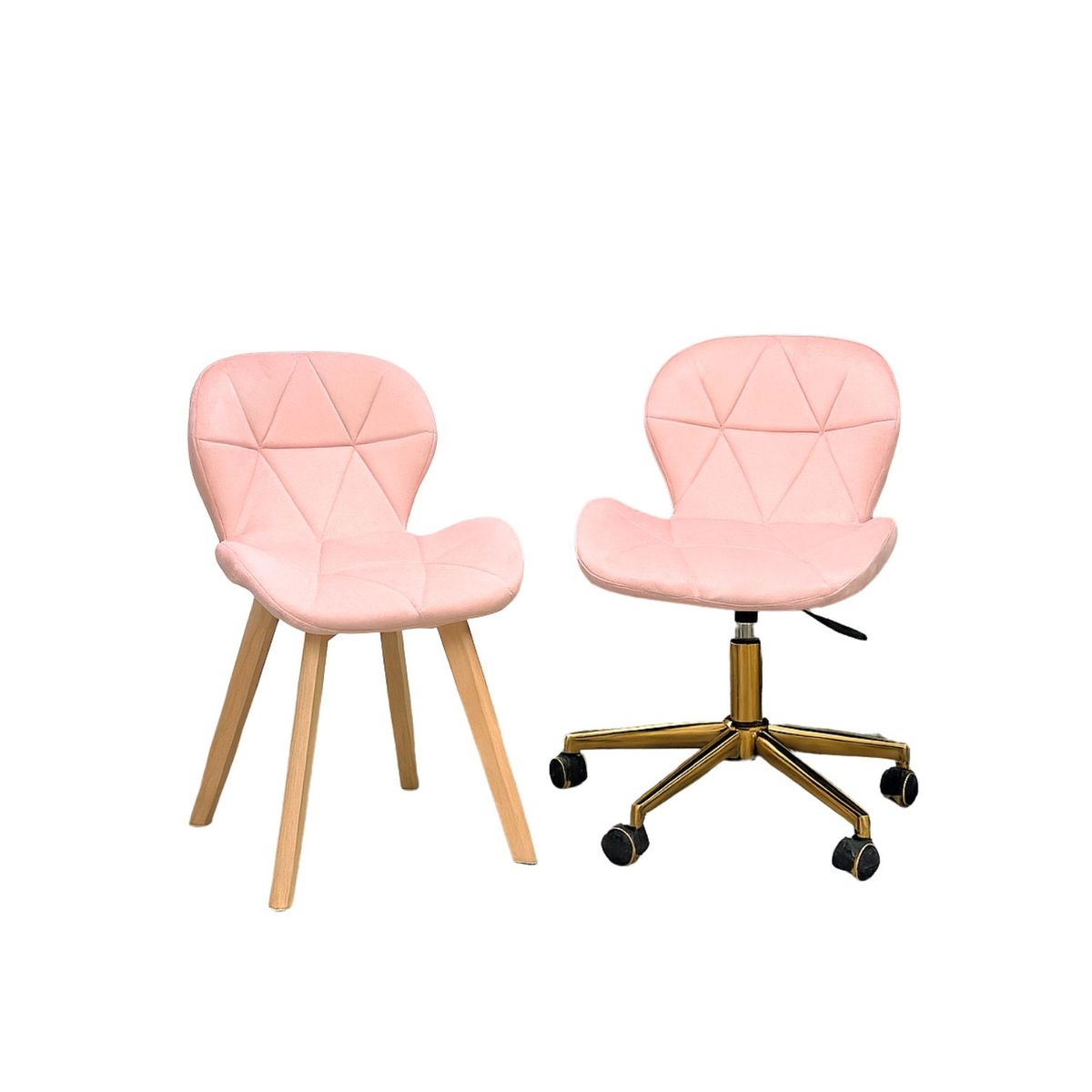 HABITA2 CHILE - Pack Manicurista Silla Velvet Rosado Dorada