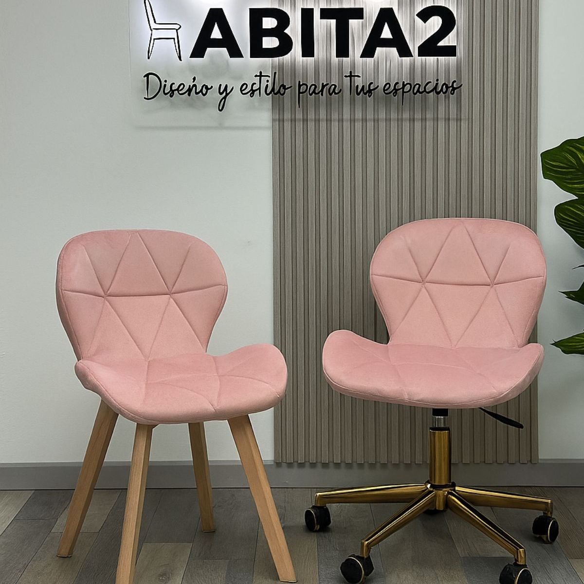 HABITA2 CHILE - Pack Manicurista Silla Velvet Rosado Dorada