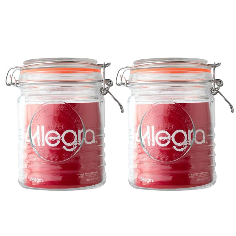 ALLEGRA - Set 2 Frascos Con Tapa De Vidrio Hermetica De 750mL Allegra