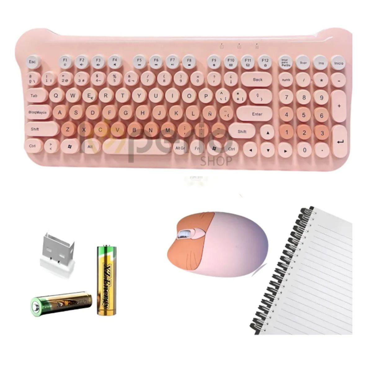 GENERICO - Teclado Gamer Inalámbrico Con Mouse 24g As-212 Aoas-ROSA CLARO