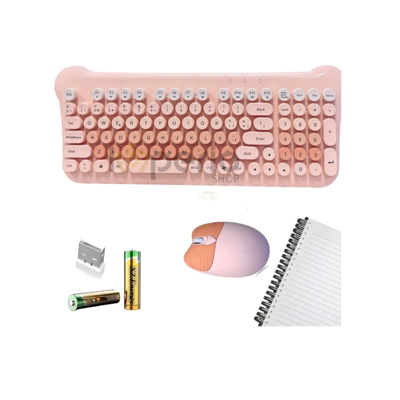 GENERICO - Teclado Gamer Inalámbrico Con Mouse 24g As-212 Aoas-ROSA CLARO