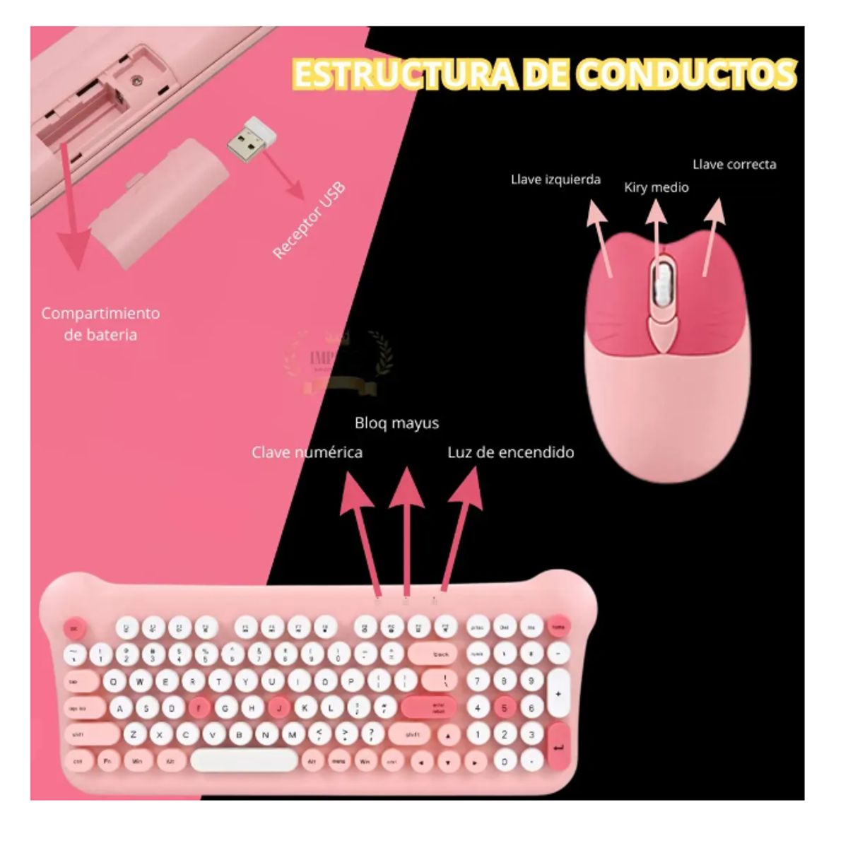 GENERICO - Teclado Gamer Inalámbrico Con Mouse 24g As-212 Aoas-ROSA CLARO
