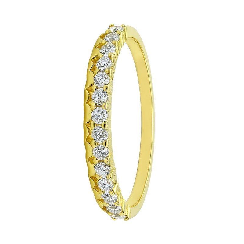 JB JOYAS BARON - Anillo de Plata Esterlina 925 Medio Cintillo con Circonita revestido en Oro 18kt