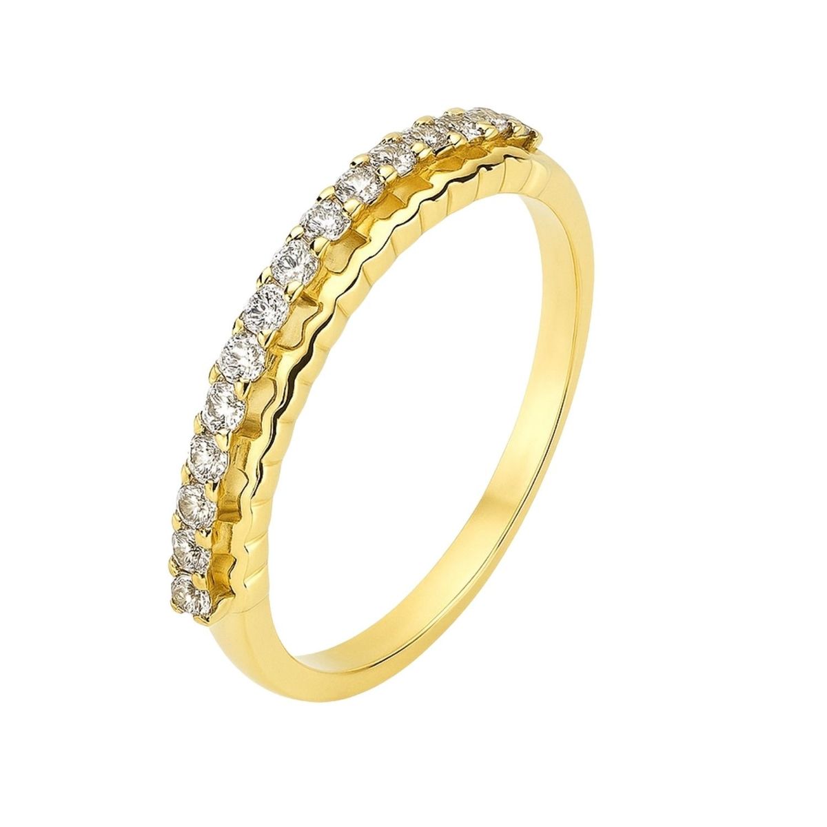 JB JOYAS BARON - Anillo Revestido en Oro 18kt Medio Cintillo Circonita