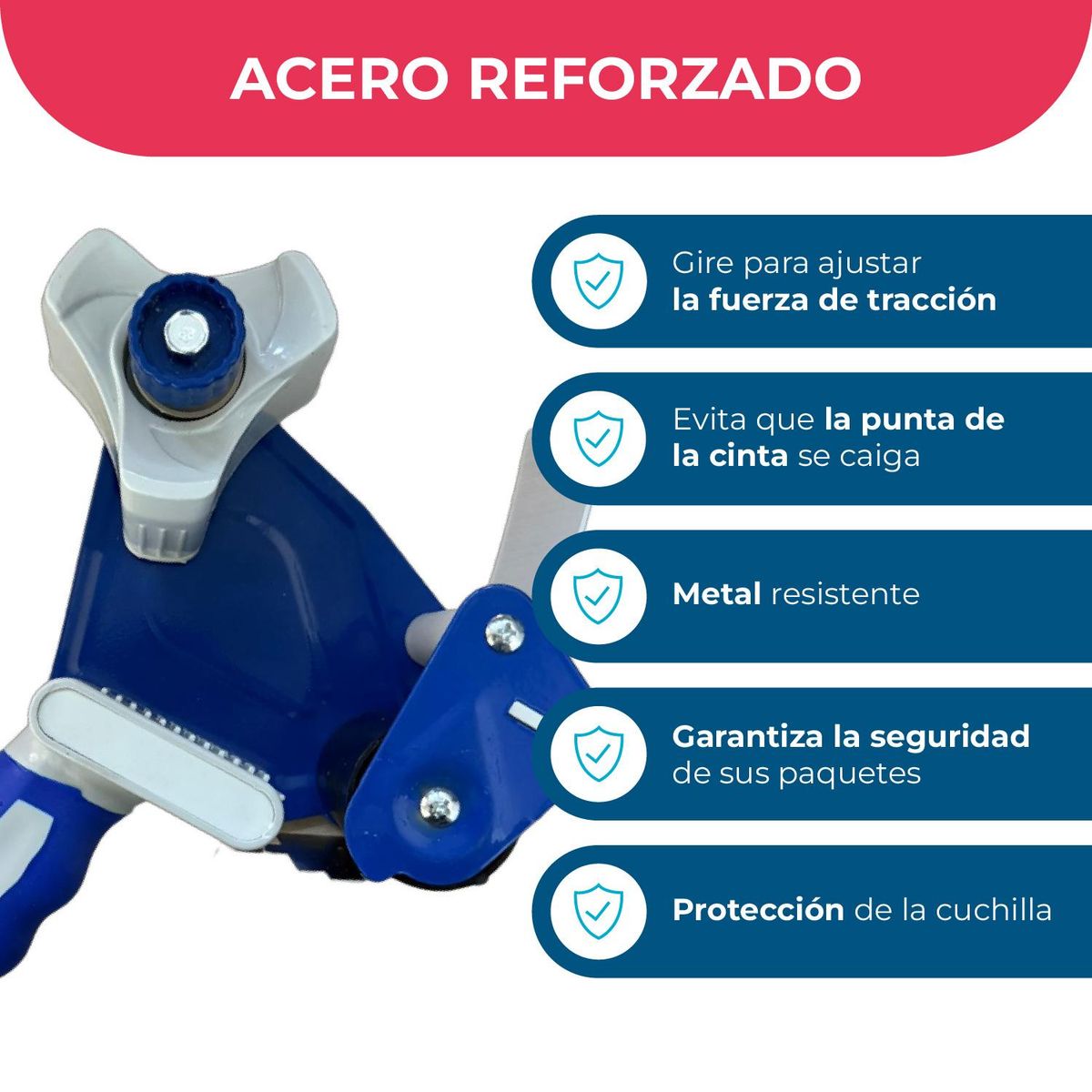 GENERICO - Dispensador Cinta de Embalaje - Pack Mayorista - Azul - Tamano Unico