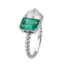 JB JOYAS BARON - Anillo de Plata Esterlina 925 Esmeralda con Circonita