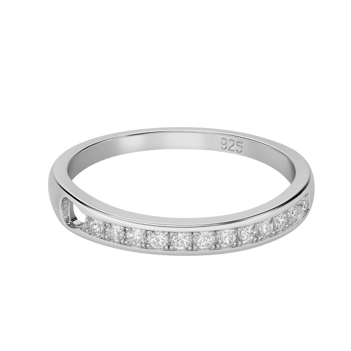 JB JOYAS BARON - Anillo de Plata Esterlina 925 Riel con Circonita