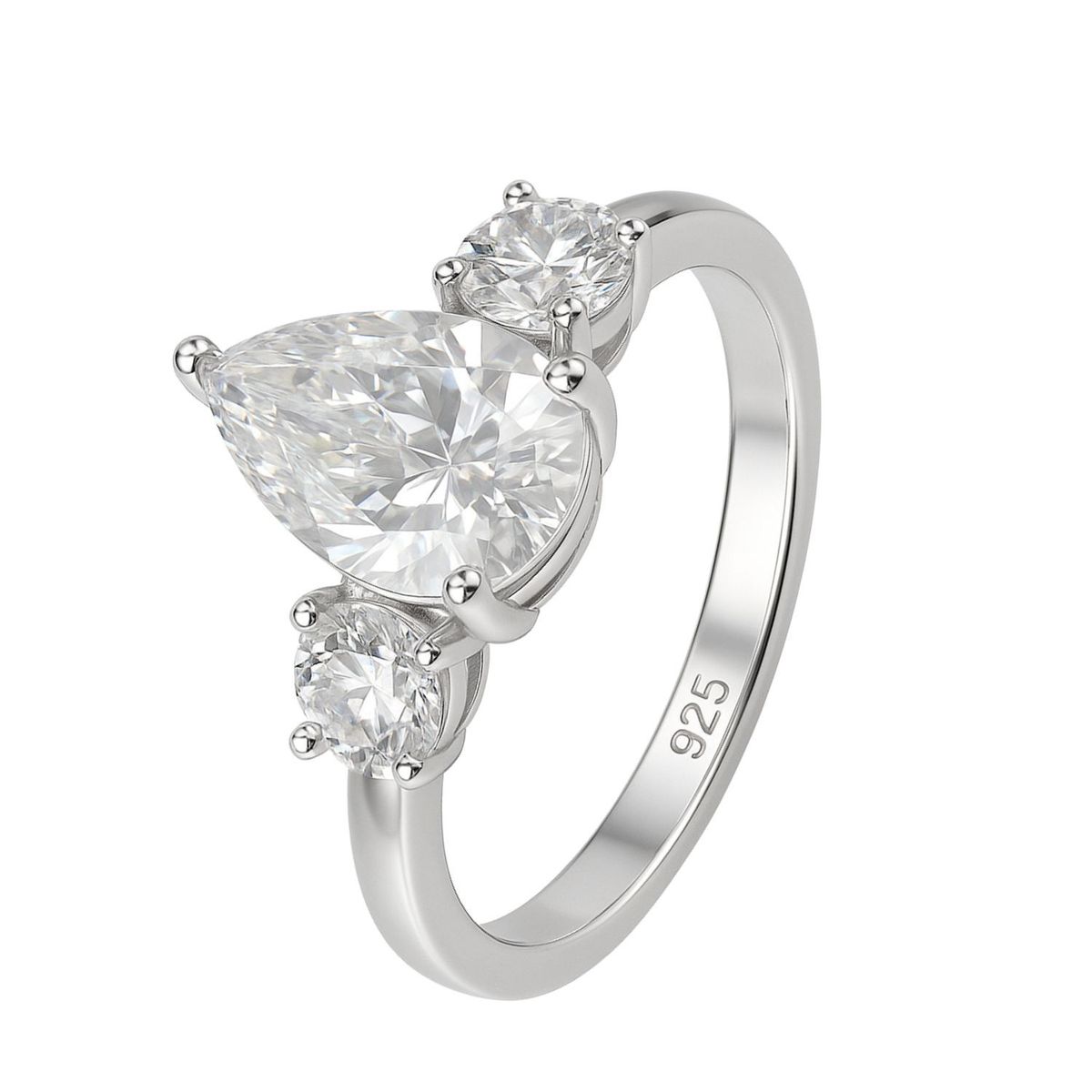 JB JOYAS BARON - Anillo de Plata Esterlina 925 Gota Grande con Circonita