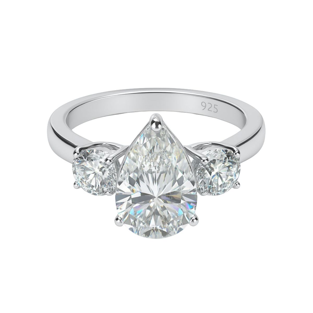 JB JOYAS BARON - Anillo de Plata Esterlina 925 Gota Grande con Circonita