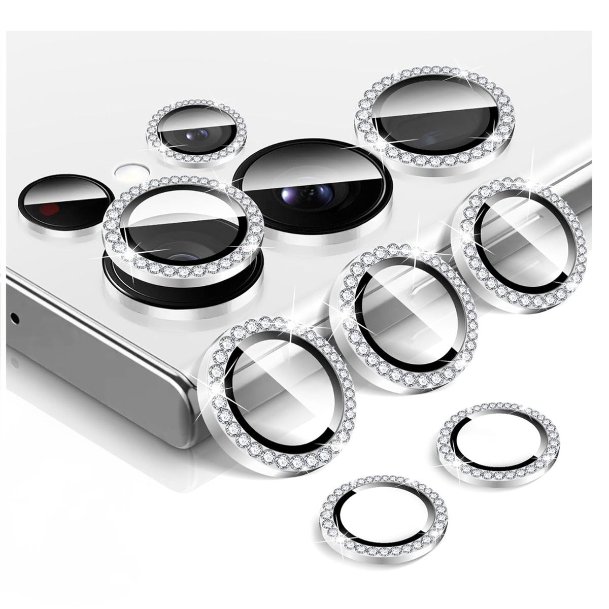 JOIGO - Protector Lente Camara Para Samsung S24 Ultra Diamante Plateado