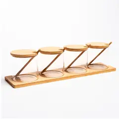 WAKESHOME - Set frascos vidrio tapa bambú organizadores cocina