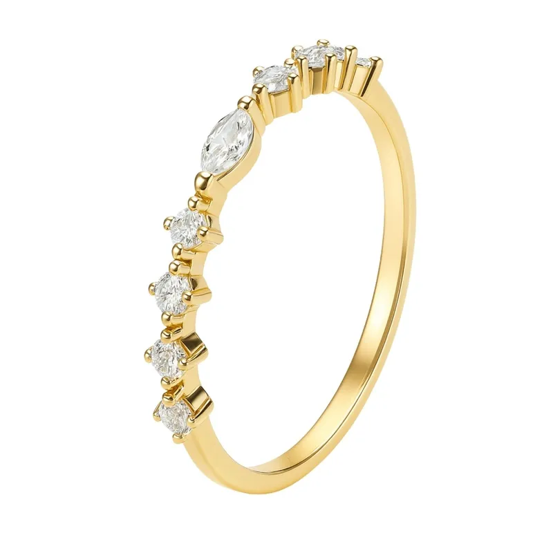 JB JOYAS BARON - Anillo Revestido en Oro 18kt Marquise Central con Circonita