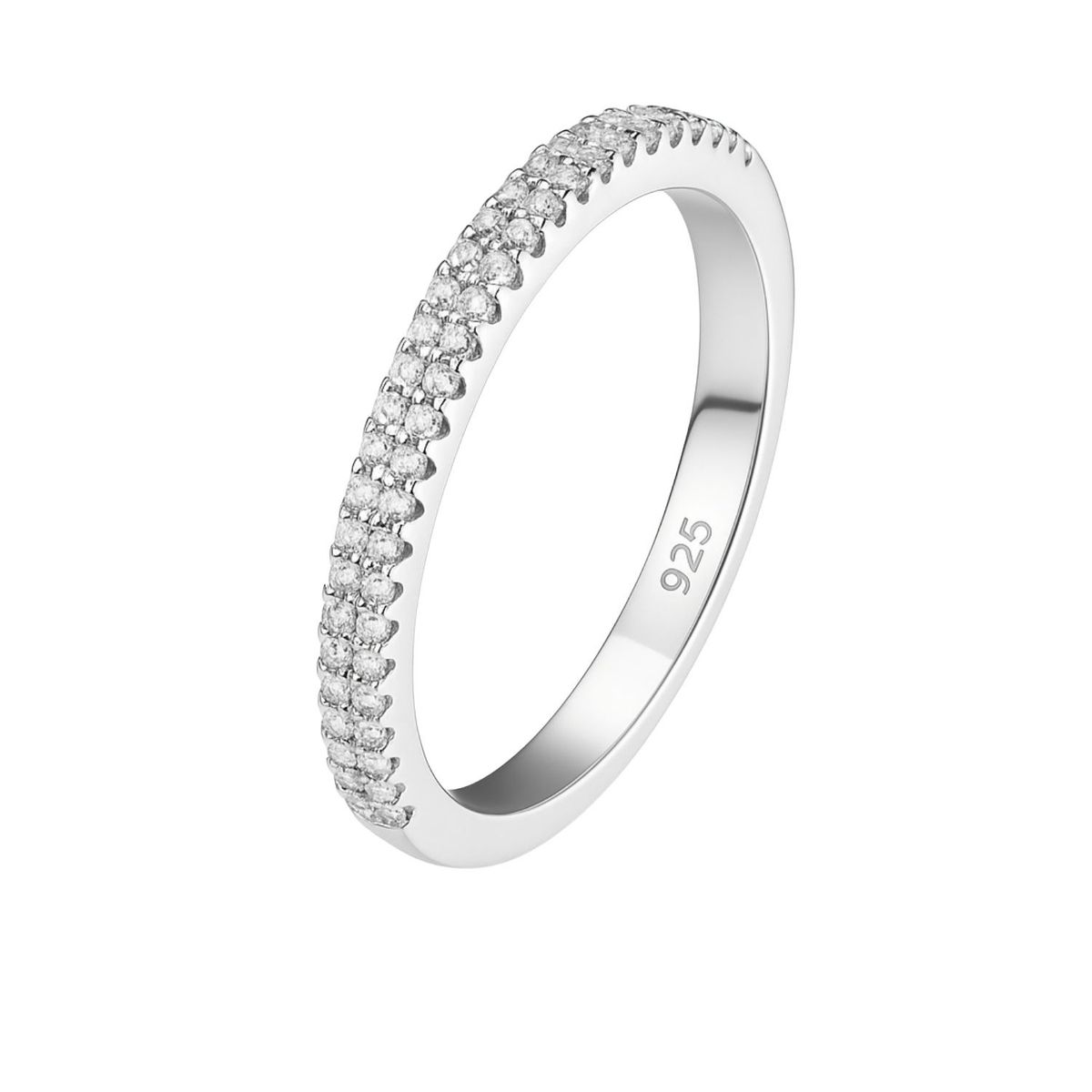 JB JOYAS BARON - Anillo de Plata Esterlina 925 Doble Riel con Circonita