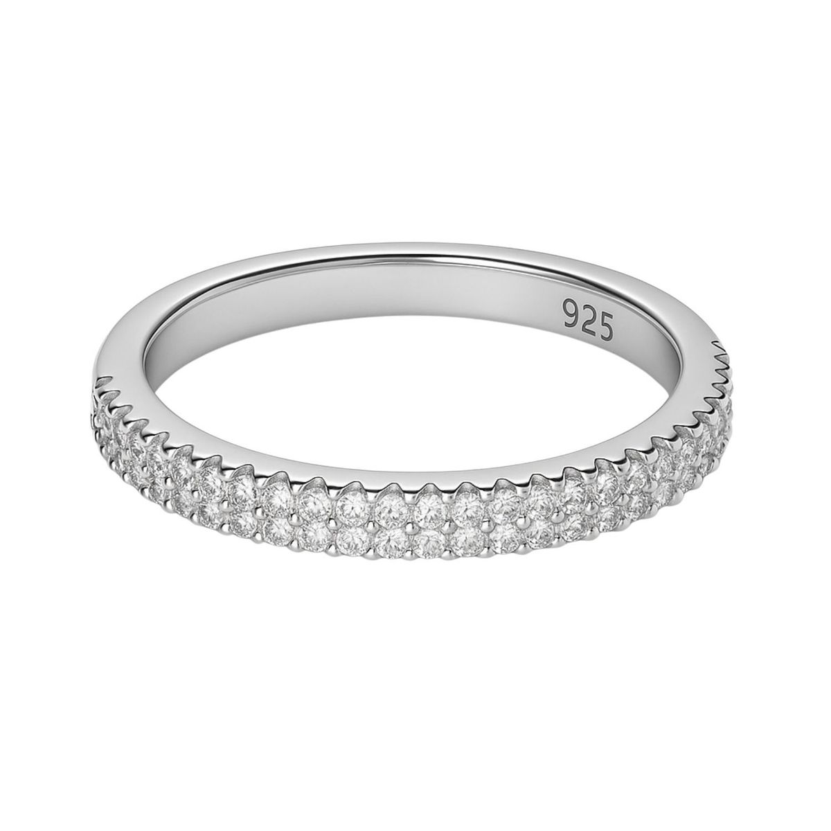 JB JOYAS BARON - Anillo de Plata Esterlina 925 Doble Riel con Circonita