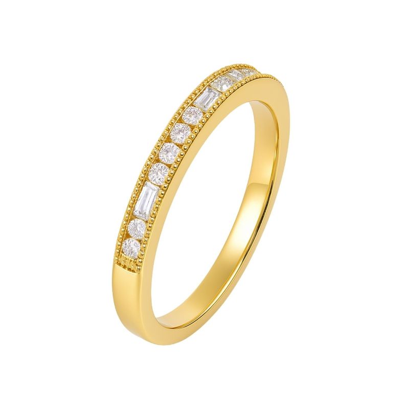 JB JOYAS BARON - Anillo Revestido en Oro 18kt Cintillo Baguette con Circonita