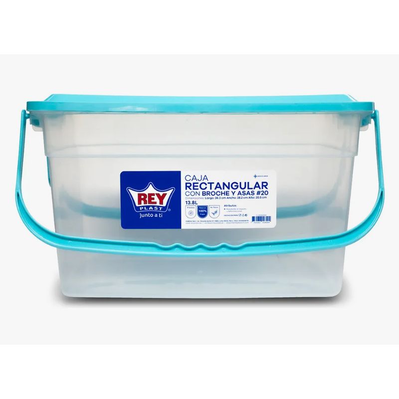 REYPLAST - Caja Organizadora Almacenamiento Con Broches Y Asas 13,8 Lts