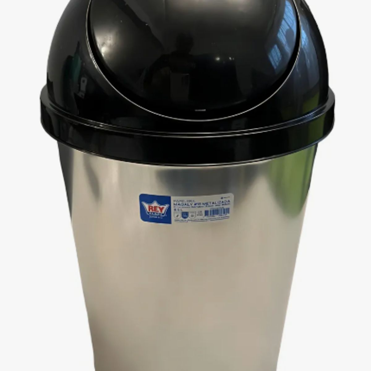 REYPLAST - Papelera Vaiven Metalizada 8.5 Litros Color Plateado