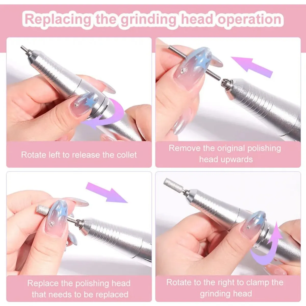 MUNDO MAGIA - Torno Inalámbrico Profesional Pedicura Manícura 45000+ Fresa