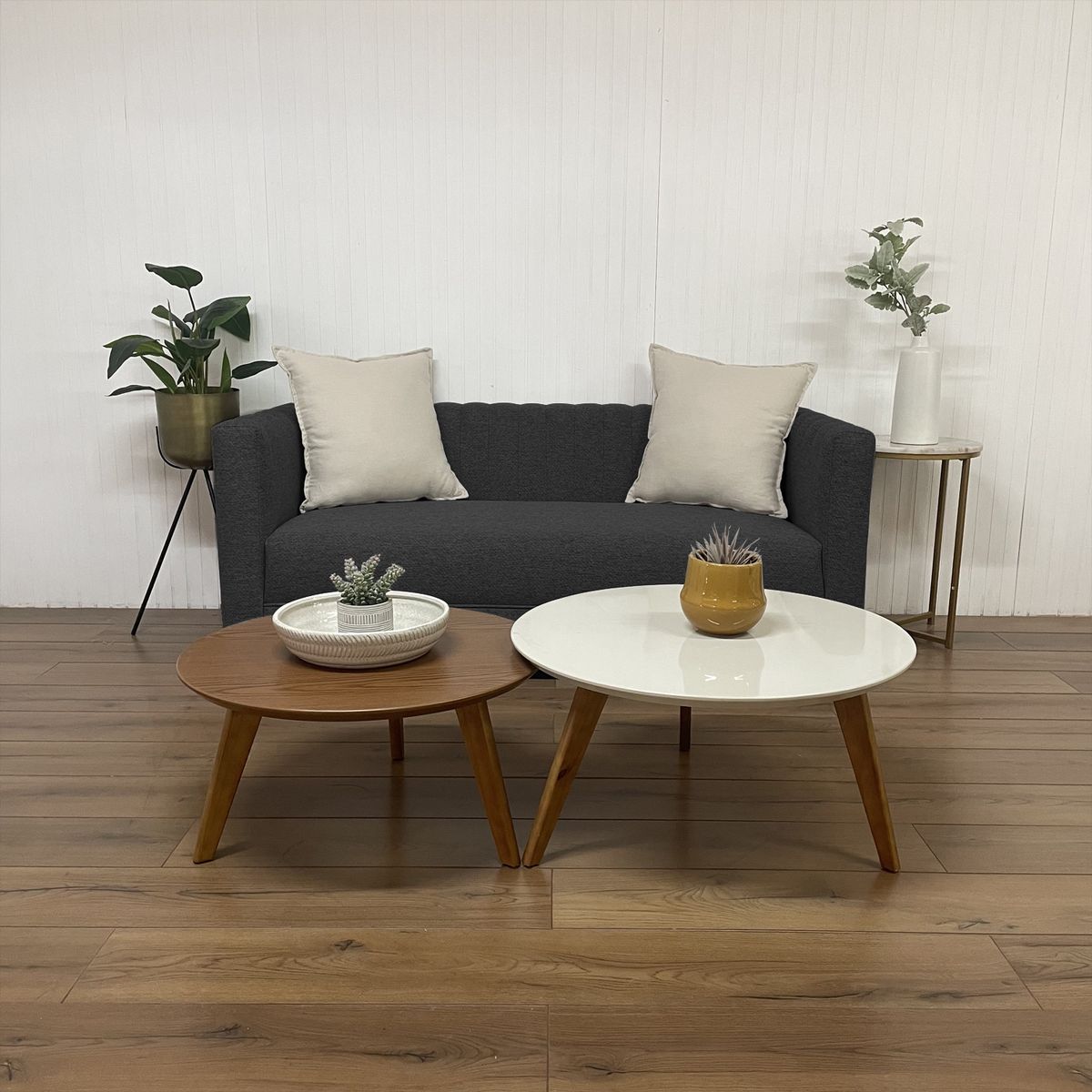 SOFAS HOME - SOFA INDO CHENILLE GRIS OSCURO