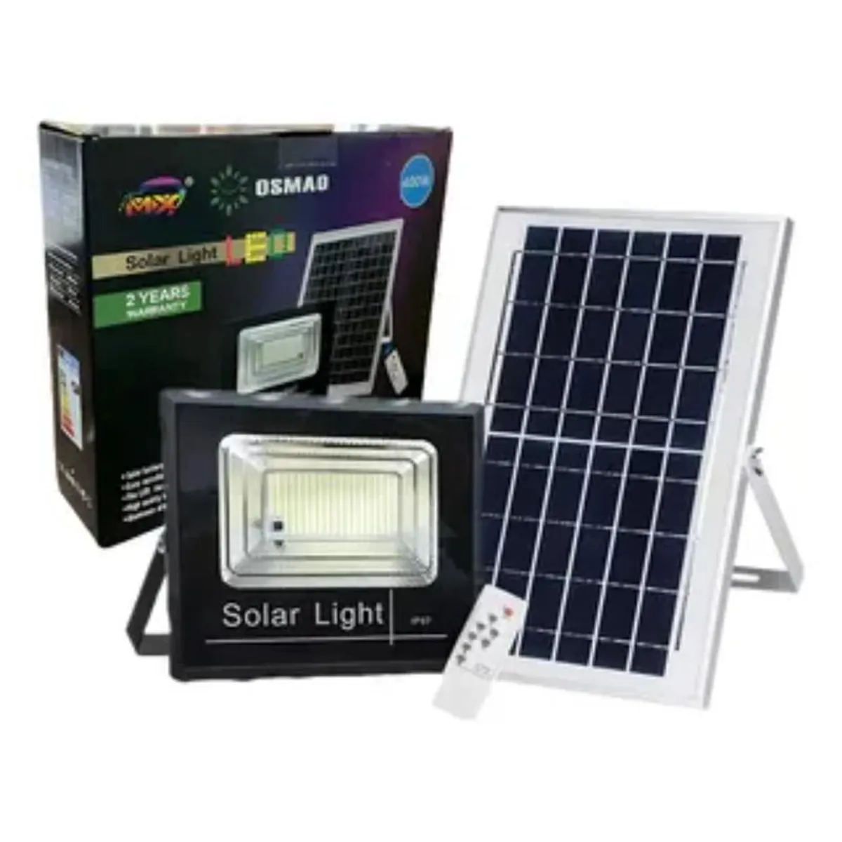 TASBEL - Foco Solar Sensor De Movimiento 1200w con Panel Solar Y Control Remoto