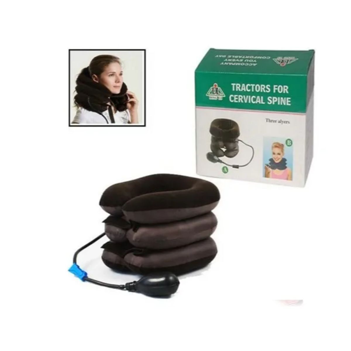 GENERICO - Cojín Inflable Collar Tracción Cervical Alivia El Dolor