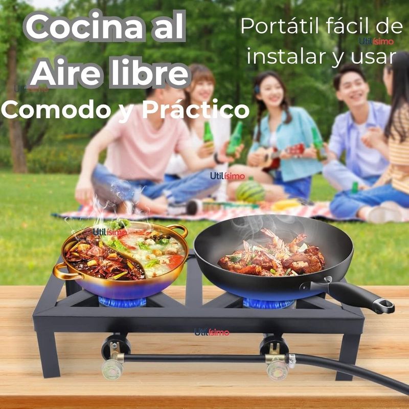 LINE - Fogón Cocina A Gas Licuado 2 Platos Camping Hogar