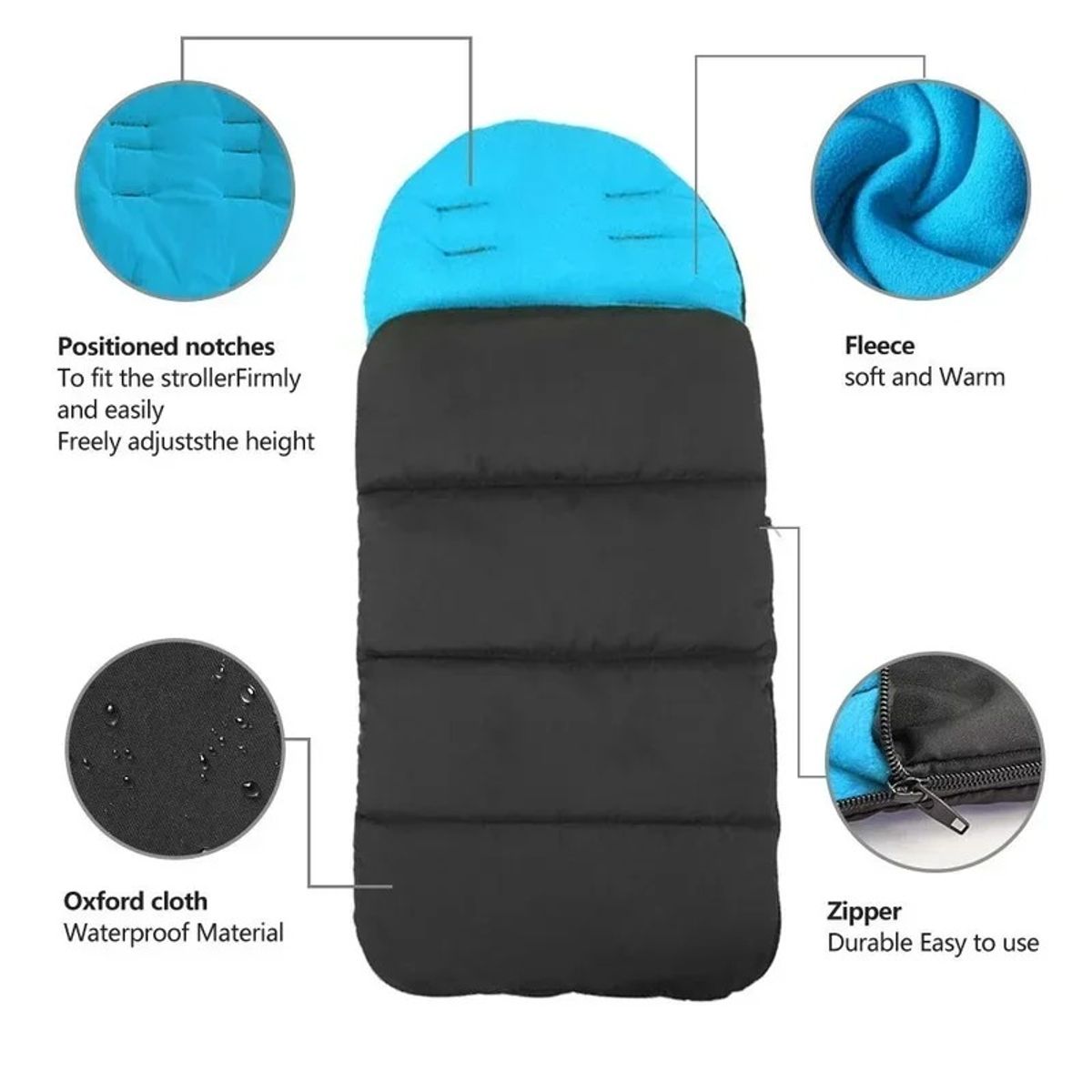 GENERICO - SACO PARA COCHES BEBE IMPERMEABLE FORRO POLAR