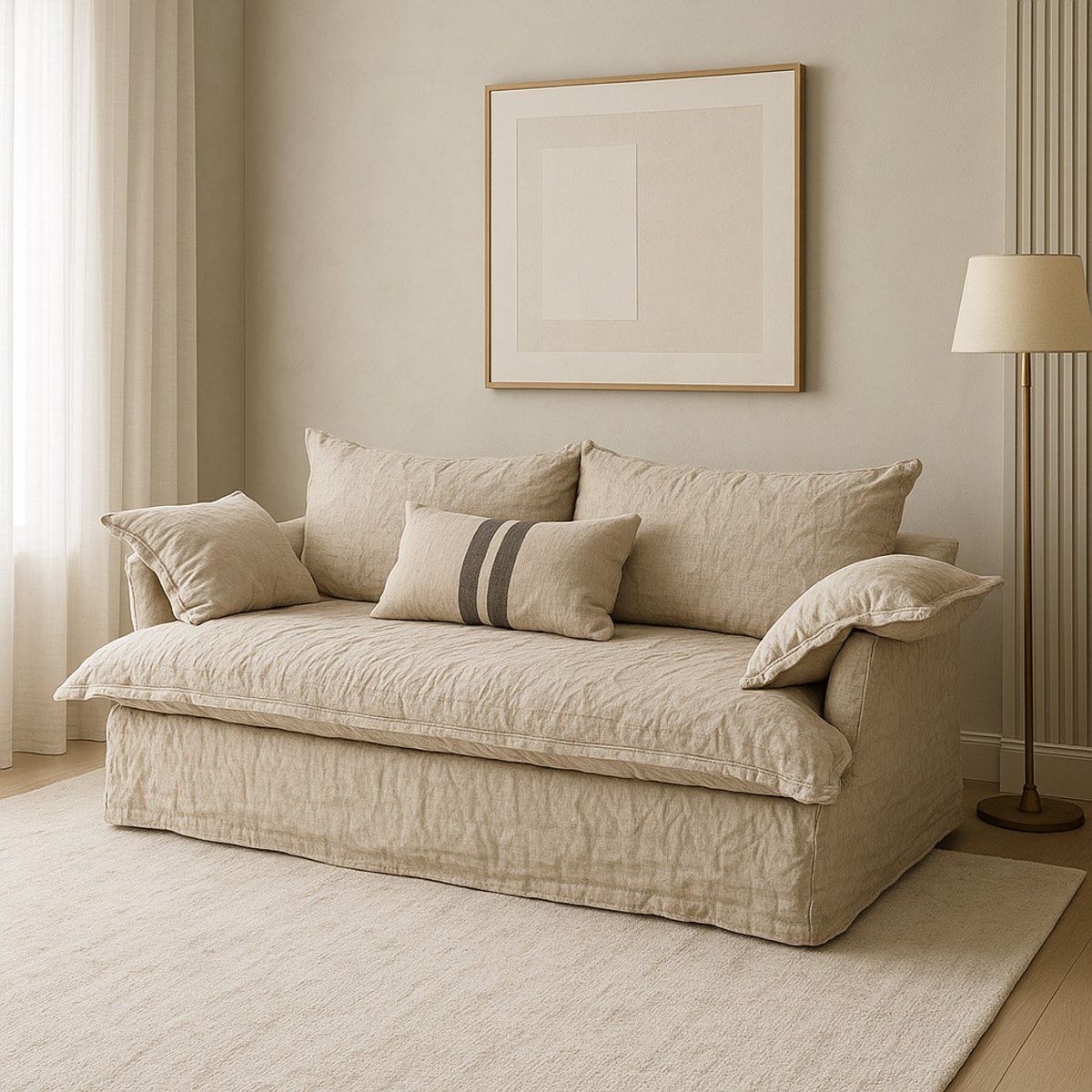 GENERICO - SOFA ENFUNDADO EN LINO DESMONTABLE
