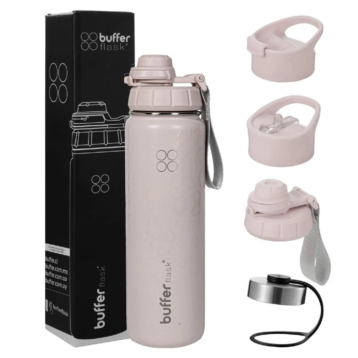 BUFFER FLASK - Termo Botella Agua Termica Acero Inox + Tapas - Salmon