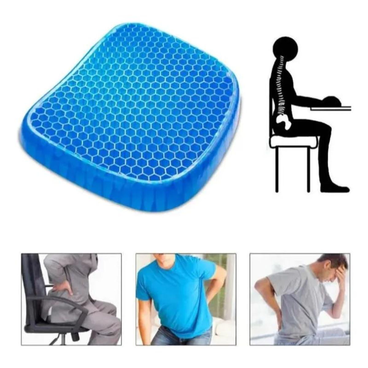 GENERICO - Cojín Asiento Ortopédico De Silicona Gel Relajante Terapia