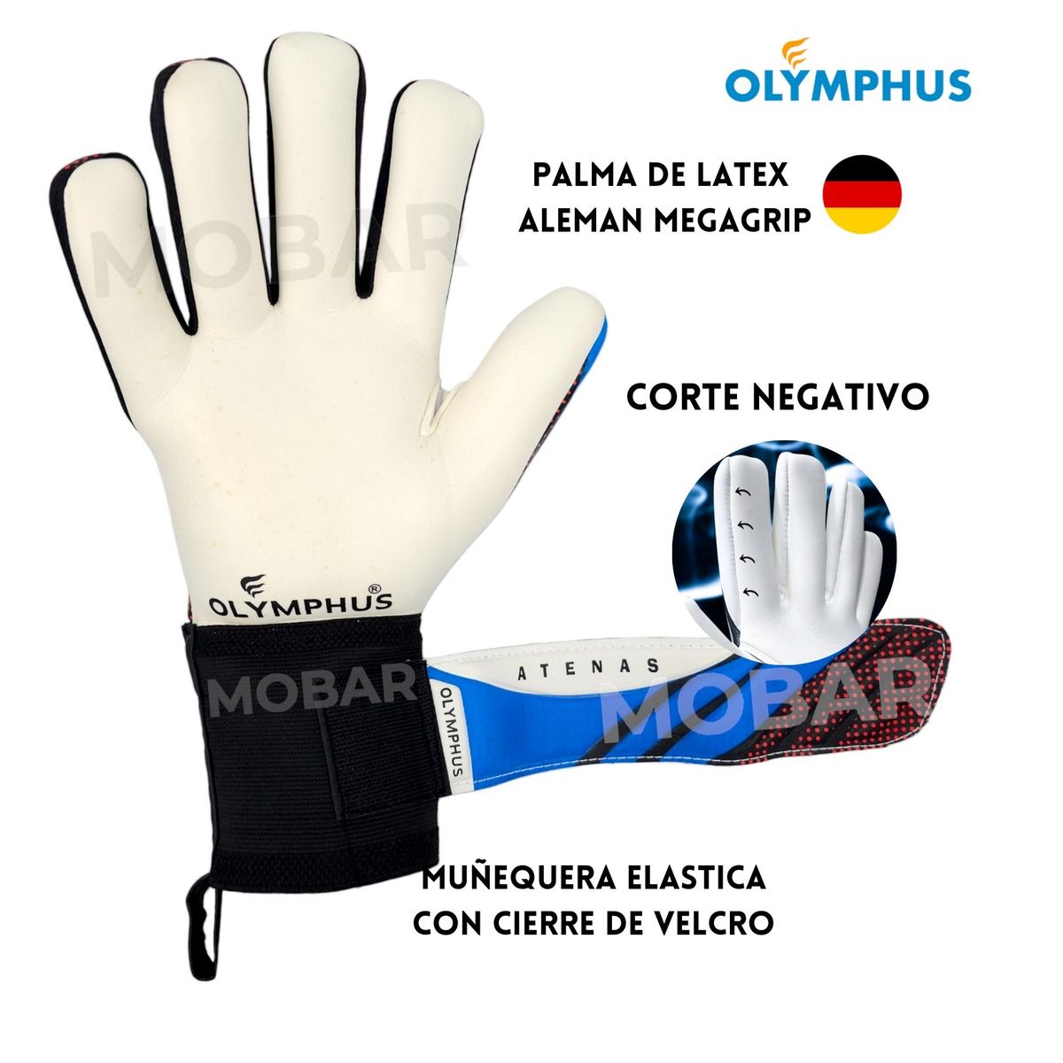 OLYMPUS - Guantes Arquero con Ferula Olymphus Atenas Látex Alemán Rojo