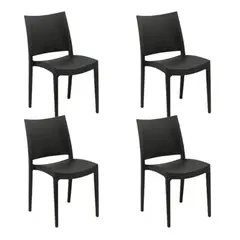 HABITA2 CHILE - Pack 4 Silla Terraza Exterior Polipropileno - Negro
