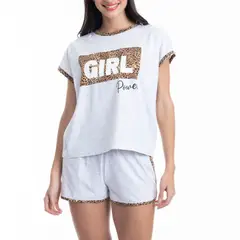 LADY GENNY - PIJAMA COTTON GIRL POWER GRIS