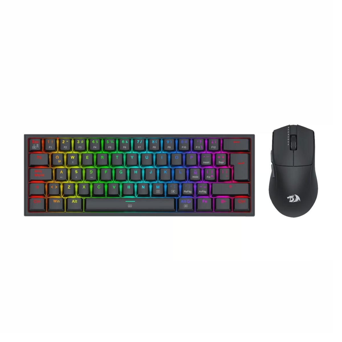 REDRAGON - Pack Gamer Redragon S143 Teclado K617 RGB y Mouse King M724 Negro