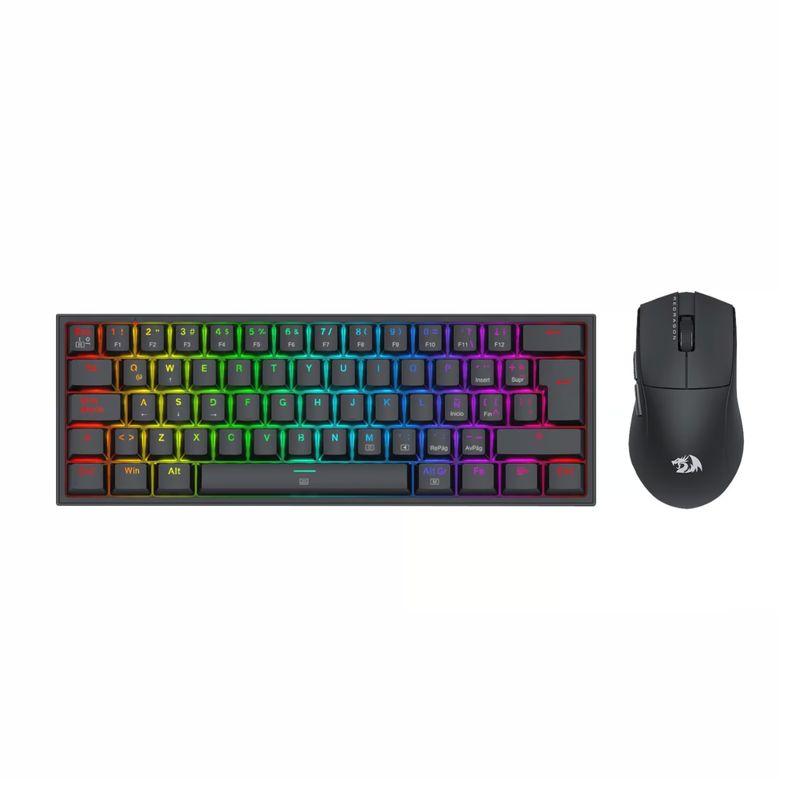 REDRAGON - Pack Gamer Redragon S143 Teclado K617 RGB y Mouse King M724 Negro