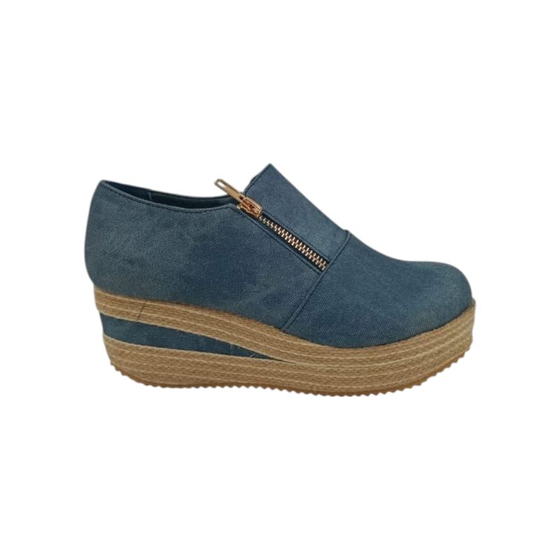 HERIEL - Zapato Panchita Azul Plataforma