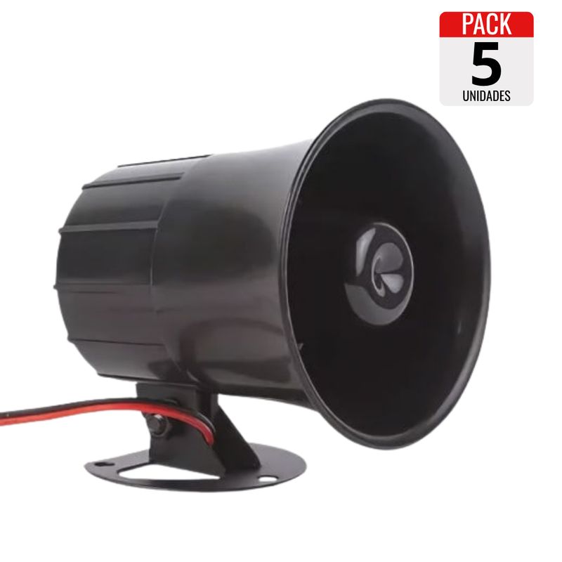 GENERICO - Pack x5 Sirenas 15W Plásticas ABS 1 Tono – Color Negro