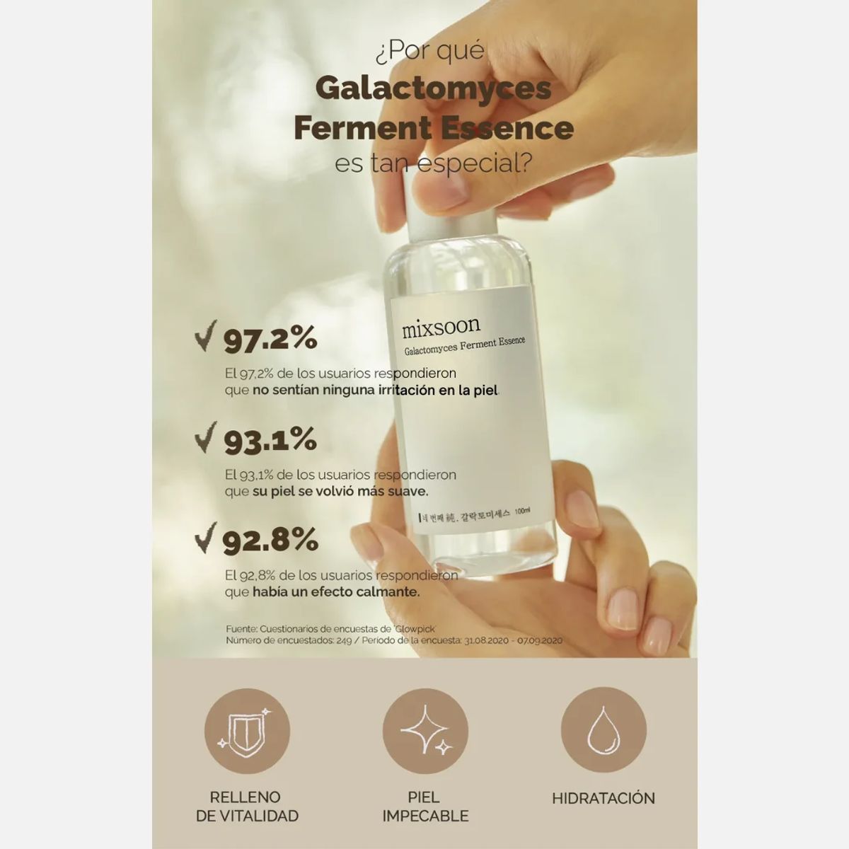 MIXSOON - Mixsoon Esencia Galactomyces Ferment - Cosmética Coreana Normal A Sensible Díanoche