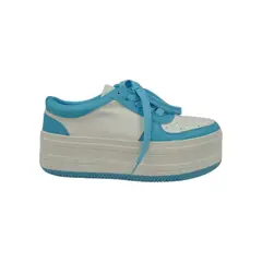 HERIEL - Zapatilla Blanca con Azul Plataforma Mujer