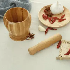 HOMESTAR - Mortero y Maja de Bambú - Para Especias y Hierbas