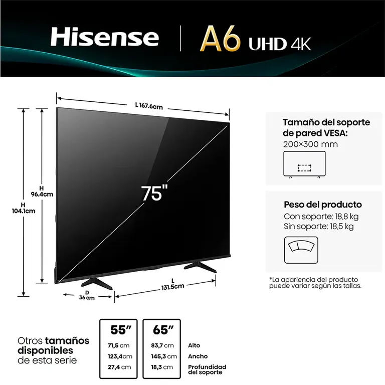 SMART TV LED 75 75A6NV 4K