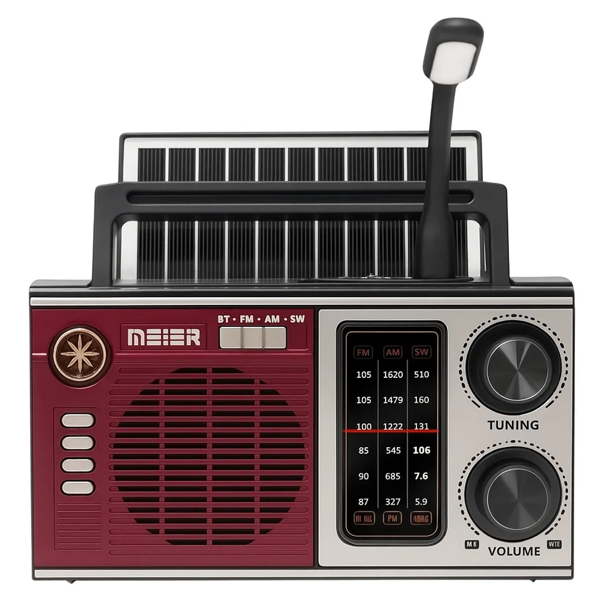 GENERICO - Radio Solar Portatil FM AM Emergencia color rojo